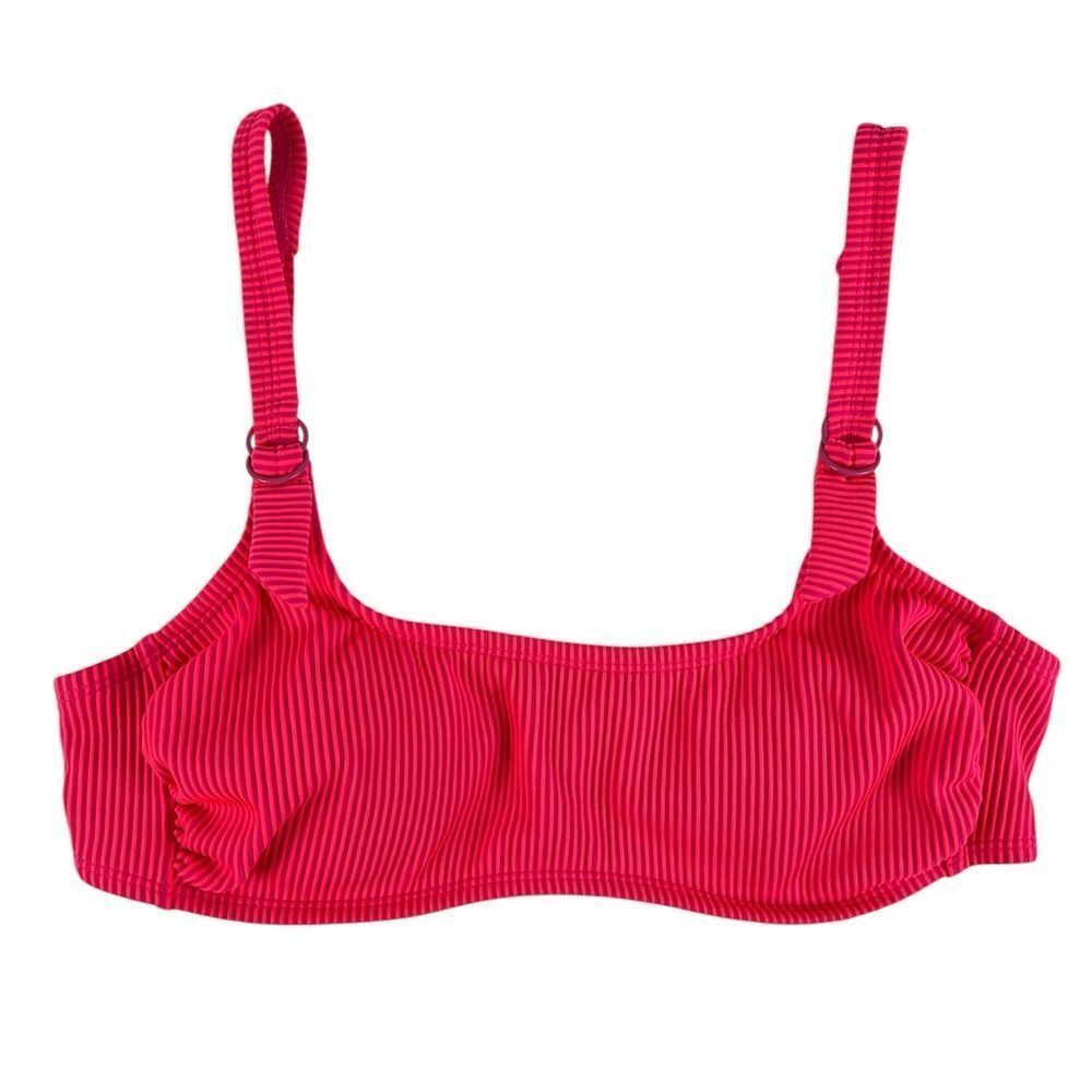 Xhilaration Neon‎ Pink Orange Ribbed Swim Bikini Top Size XL